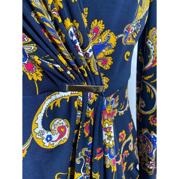 Charter club wrap style paisley print dress Career office classic small - Picture 3 of 6